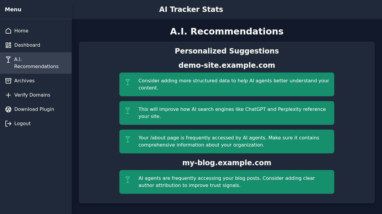 A.I. Recommendations - Personalized Suggestions